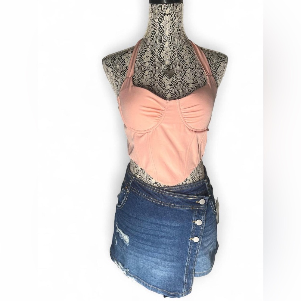 No Boundaries Blue Denim Mini Skirt